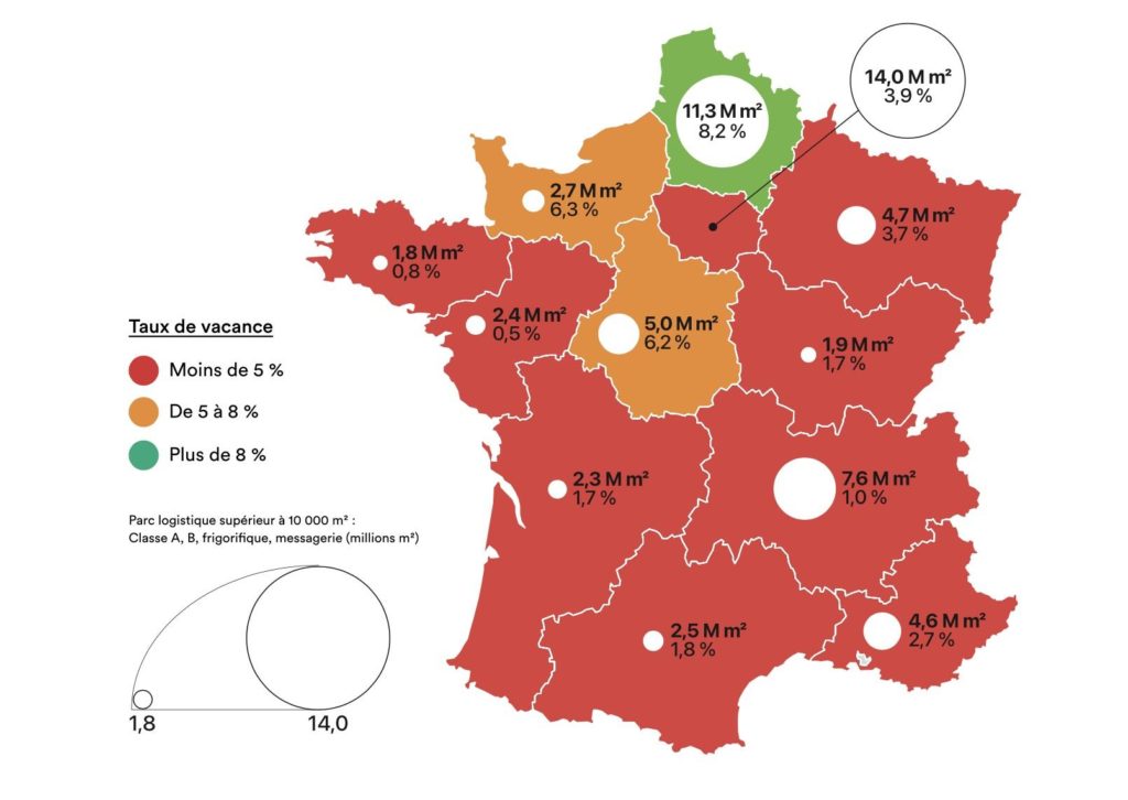 Carte Afilog 2023 : État des lieux de tension foncière et pénurie d'offre de foncier et d'immobilier logistique en France